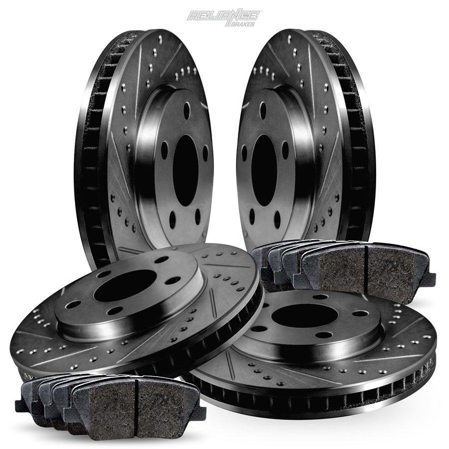 Fits Honda Accord Front Rear Black Drill Slot Brake Rotors+Ceramic Brake Pads